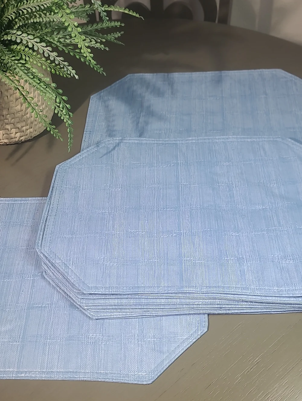 Light Blue Cleanable Placemat Set - Home Dining Set Of 10